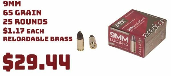 ARX Inceptor Preferred Defense, 9mm, 65 Grain Ammo Deal