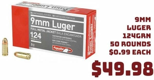 Aguila 9mm Luger 124GR FMJ Ammunition 1000 Rounds Deal 2