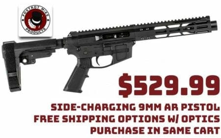 Foxtrot Mike Products 7" Glock Style Side Charging 9mm AR Pistol w/SBA3 Brace Deal july2021