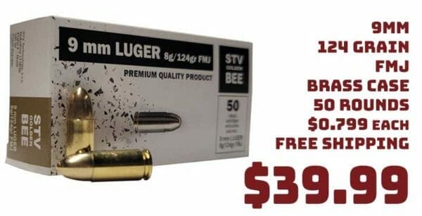 STV Golden Bee 9mm Luger 124 Grain Full Metal Jacket Ammo Deal March2021