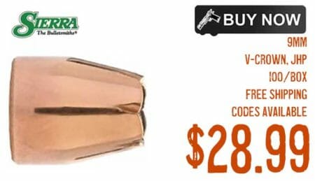 Sierra Bullets V-Crown 9mm Pistol Bullets JHP 100 Box Deal feb2022