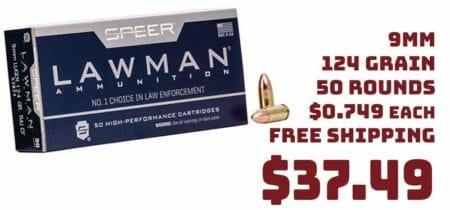 Speer Lawman Handgun Training 9mm Luger 124 Grain Ammunition Deal OPMarch2021