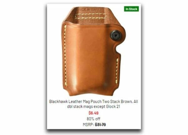 Blackhawk Leather Dbl Stack Mag Pouch Brown, Except Glock 21