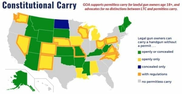 Constitutional Carry Map March 2021