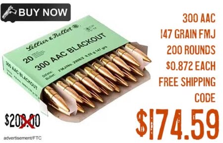 Sellier & Bellot 300AAC Blackout 147Gr FMJ Ammunition Deal