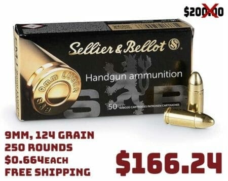 Sellier & Bellot, 9mm Luger, FMJ, 124Grn, 250 Round Sale