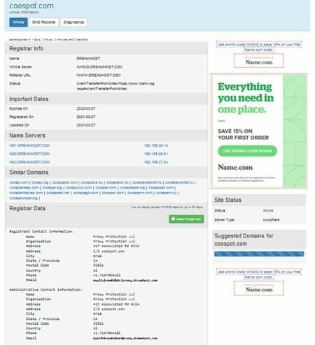 coospot whois search