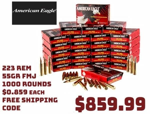 American Eagle Ammo 223 Remington 55Gr FMJ Deal April2021a