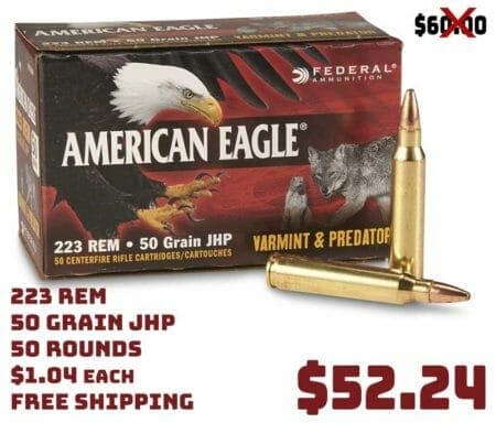 Federal American Eagle Varmint & Predator, .223 Rem, JHP, 50 Grain Sale