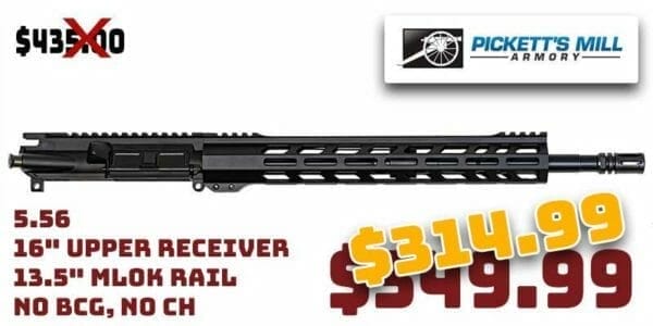 Pickett Mill Armory 5.56 Upper Receiver MLOK Rail NO BCG&CH CODE