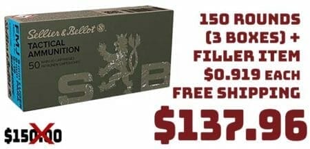 Sellier & Bellot Tactical Ammunition 9mm Luger Ammo 150 Rounds Deal