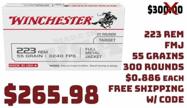 Winchester 223 Remington 55gr Full Metal Jacket Ammunition Sale