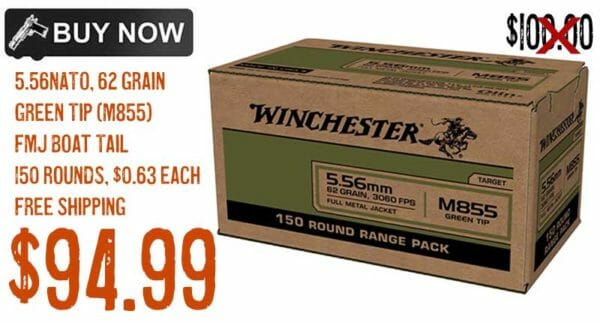 Winchester 5.56x45mm NATO 62 grain Green Tipped Full Metal Jacket Sale
