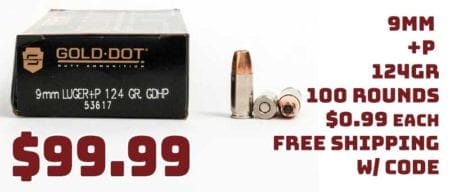 Speer Gold Dot 9MM +P 124Gr JHP 100 Ammo Sale