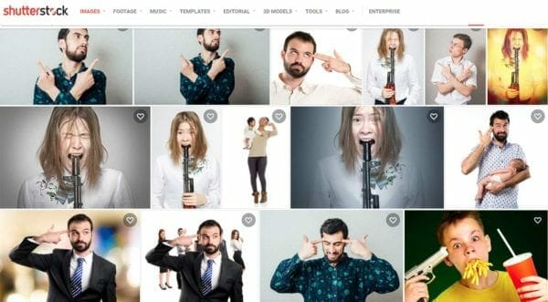 ShutterStock Images Fails at Gun Safety Screen Grab 7-8-2021 suicide