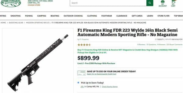 Buy a F1 Firearms King FDR 223 Rifle & Get a FREE Boss Citadel Shotgun Offer