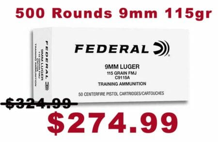 Ammo Deal: 500 Rounds Federal 9mm 115gr FMJ Training Ammo $274.99