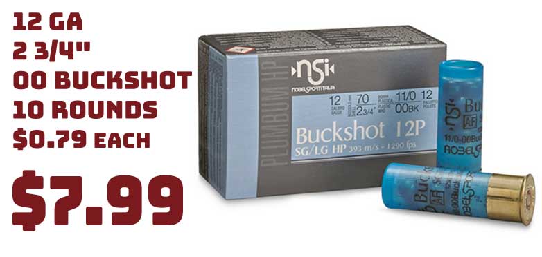 Nobel Ammo 12 Ga 2 3/4" 00 Buckshot Sale