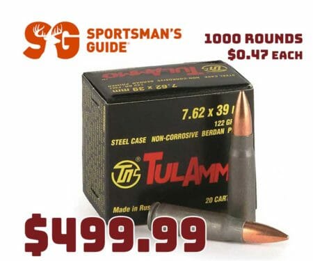 Ammo Deal: TulAmmo, 7.62x39mm 122 Grain, 1,000 Rounds $499.99