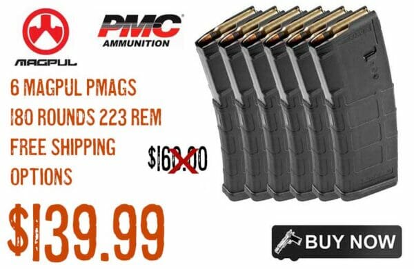 6 Magpul PMAGS & 180 Rounds of PMC Bronze 223Rem 55Grain FMJ Sale june2023