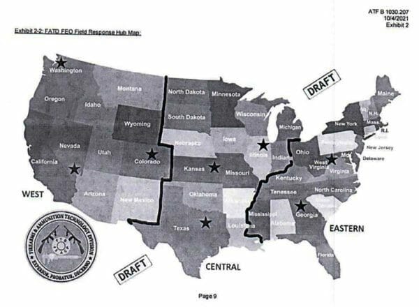 ATF Firearms Enforcement Officer (FEO) Regional Field Response Program Map