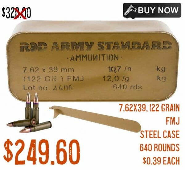 Red Army Standard 7.62x39 122 Grain FMJ Steel Case Sale