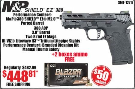 Smith & Wesson PC M&P380 Shield EZ 380 Pistol +2 Boxes Blazer Ammo Sale