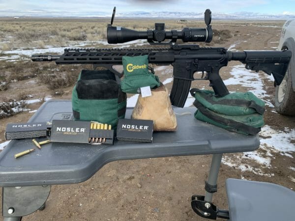 This pretty much Plain Jane ANDERSON MFG. AM-15, M-LOK 5.56 NATO, RIFLE LENGTH FOREARM RIFLE shot an 11/16-inch group with factory Nosler ammo.
