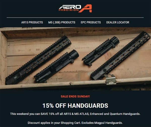 15% Off Assorted Areo Percision Handguards Sale