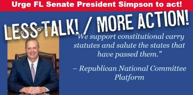 Urge FL Senate President Simpson To Act Now On Constitutional Carry