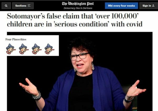 Washington Post said the Sonia Sotomayor claim deserved four Pinocchios