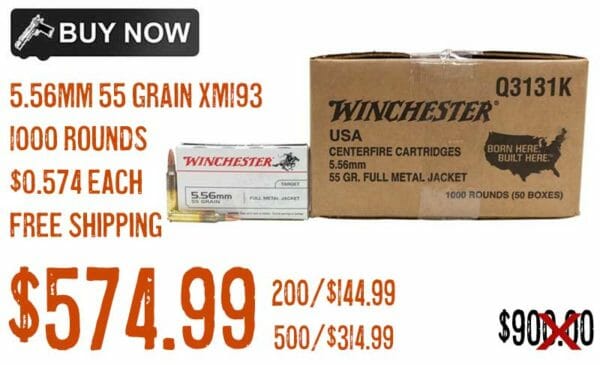 Winchester 5.56mm 55 Grain XM193 Lake City FMJ ammunition Bereli jan2022