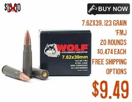 Wolf Ammunition 7.62x39 123 Grain FMJ Steel Case 20 Rounds Sale feb2023