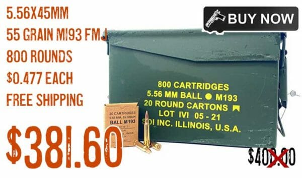 Indian Ordnance 5.56x45mm 55 Grain M193 FMJ Ammo Sale