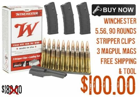 90 Rounds Winchester 5.56 Stripper Clips 3 Magpul PMAGS