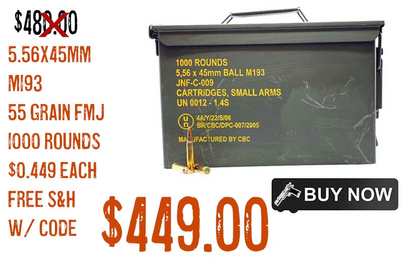 Surplus Brazil CBC 5.56x45mm M193 55 Grain FMJ 1000 Rounds sale