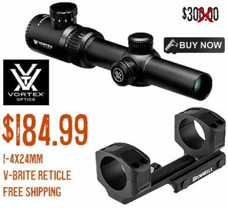 Vortex Crossfire II 1-4X24mm Scope V-Brite Reticle & Mount Deal july2022aa