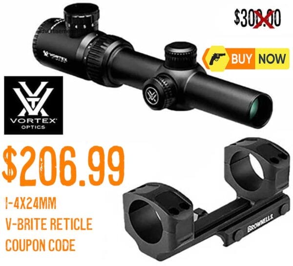 Vortex Crossfire II 1-4X24mm Scope V-Brite Reticle & Mount lowest price marc2025
