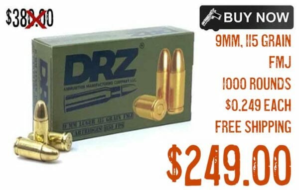 DRZ 9mm 115 Grain FMJ 1000 Rounds Ammunition Sale dec2022aaa