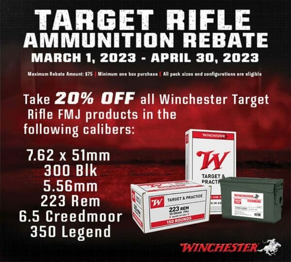 Winchester Ammunition Announces 20% OFF Centerfire Rifle Ammo Rebate 2023