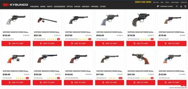 Heritage Firearms at Kentucky Gun Co Screenshot