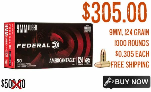 Federal American Eagle 9mm 124 Grain FMJ Ammo Sale deal Discount jan2023