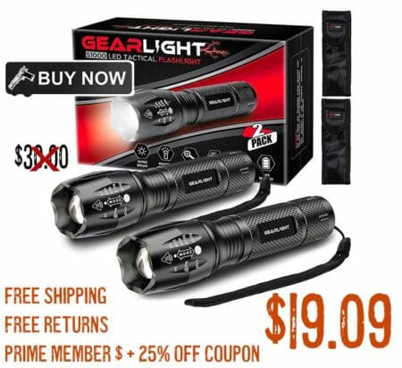 GearLight Flashlight 2pk Bright Zoomable Tactical Flashlights Sale