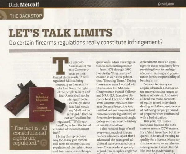 Lets Talk Limits by Dick Metcalf of Guns Ammo December 2013