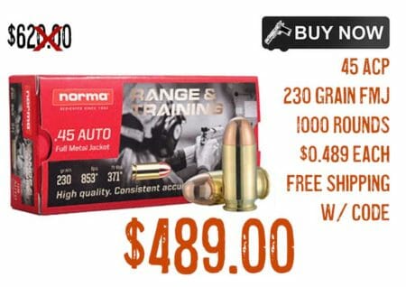 Norma 45 ACP 230 Grain FMJ 1000 Rounds ammo deal sale discount