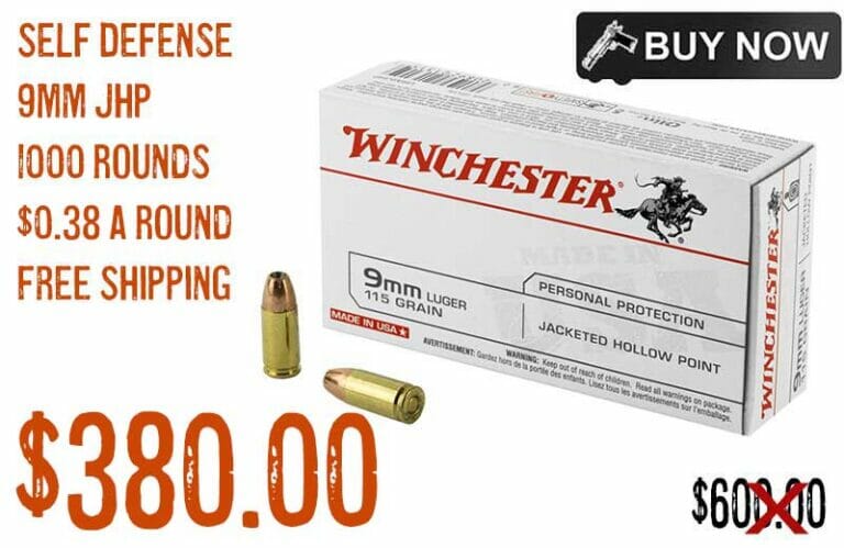 Winchester 9mm 115 Grain Jacketed Hollow Point $380.00 FREE S&H