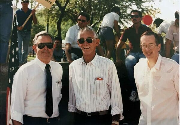 Neal Knox (L),Curtis Todd, Larry Pratt (R) at a rally at the Arizona State Capital back in 1989