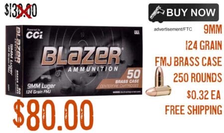 CCI Blazer 9MM 124Gr FMJ 250 Rounds Brass Case sale feb2024