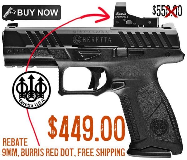 Beretta APX A1 Full Size 9mm Pistol & Burris Red Dot handgun sale deal discount aug2023