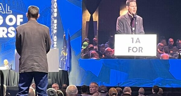 Jeff Knox addresses NRA members during 2023 Annual Meeting. (Photo credit: John Richardson)